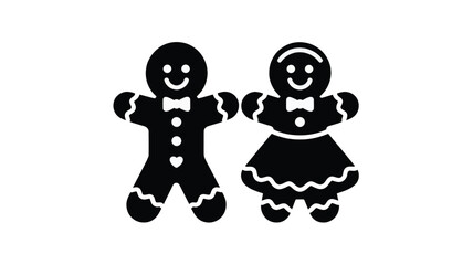 Gingerbread Couple Silhouette Illustration