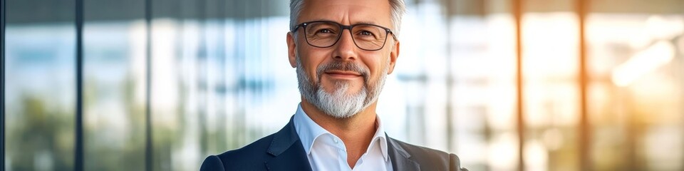 Fototapeta premium Mature and Confident Business Leader Exuding Corporate Professionalism and Success in Portrait