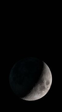 Seamless animation of moon phases with black background. Vertical video. Elements of this image furnished by NASA.