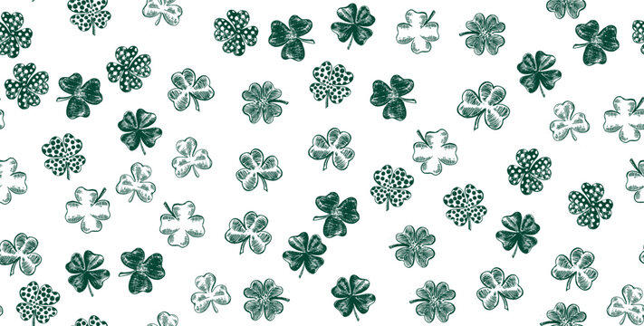 St. Patrick's Day. Sketch set clover. Hand drawn illustration.