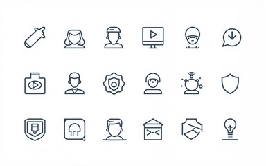 service icon set collection in outline style. an icon pack contain help, assistance, maintenance, repair, customer, technician, inquiry, care, call, response, solutions, availability, satisfaction