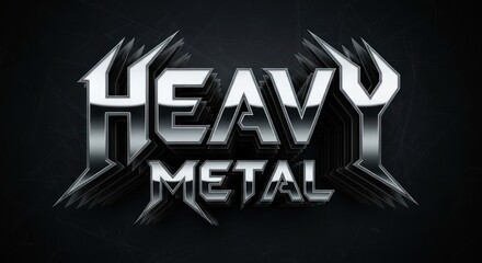 A steel logo of HEAVY METAL with a beautiful style dark background
