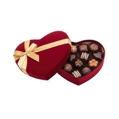 Luxurious heart-shaped red velvet box filled with assorted gourmet chocolates a sweet indulgence