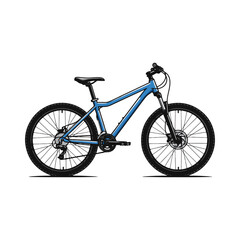 Obraz premium A detailed illustration of a blue mountain bike, showcasing its design and components.