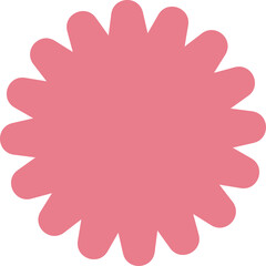 Pink starburst shape with radiating points on a transparent background symbolizing a burst of energy or a rating star icon in graphic design