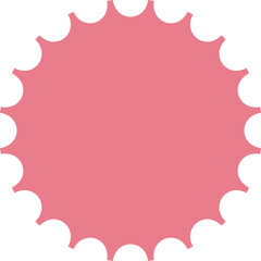 Pink Circular Starburst Shape Emblem Badge Graphic Element Isolated on Transparent Background