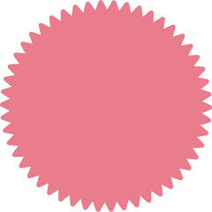 Pink Serrated Circle Emblem with Transparent Background Abstract Geometric Shape Graphic Element for Design and Decoration