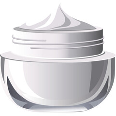 White Cream Jar With Open Lid And Swirl Top Ideal For Skincare And Cosmetics Product Mockups On Transparent Background