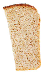 A slice of bread with a brown crust