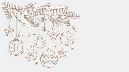 Christmas Hanging Ornaments Line Art Decoration