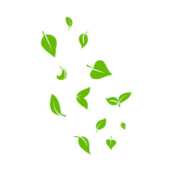 Falling Green Leaves Vector Illustration