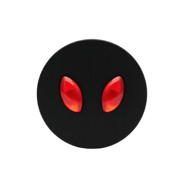 Mysterious dark circle with glowing red alien eyes staring menacingly
