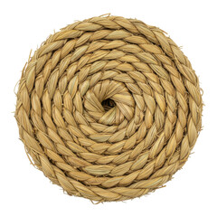 Obraz premium Natural Woven Texture Of A Coiled Rope Mat Or Trivet With A Central Hole