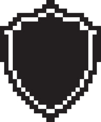 Pixelated classic shield shape icon vector illustration isolated on transparent background defense symbol