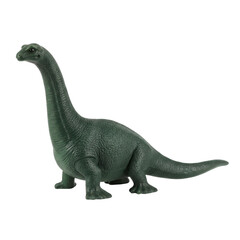 Realistic Green Toy Dinosaur Brachiosaurus Model on Black Background