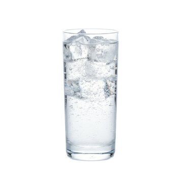 Refreshing tall glass of iced water with bubbles on a black background