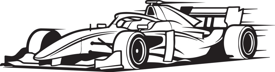 Naklejka premium Stylized formula one race car vector illustration with speed lines