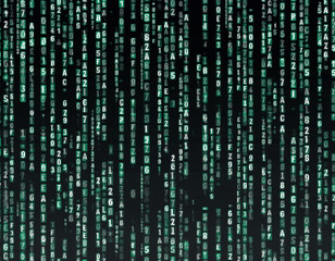 Matrix style data code streams seamlessly falling
