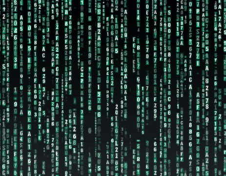 Matrix style data code streams seamlessly falling