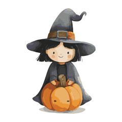 halloween witch with pumpkin