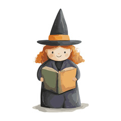 halloween witch with holding book spell