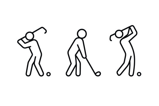 Minimalist golf swing poses in linear style for sports enthusiasts