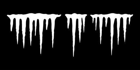 Icicle Row Black Icon for Winter Decoration and Frozen Drip Graphics