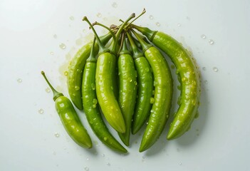 green chili peppers on the table