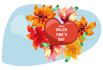 Valentine's Day background. Romantic design templates with hearts, flowers for February 14th. Elegant vector illustrations.

