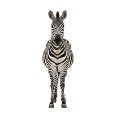 Naklejka premium Striking full body portrait of a zebra facing forward against a solid black background