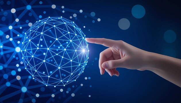 Futuristic technology concept with AI, online network, cloud data, intelligent systems, digital evolution, connected globe