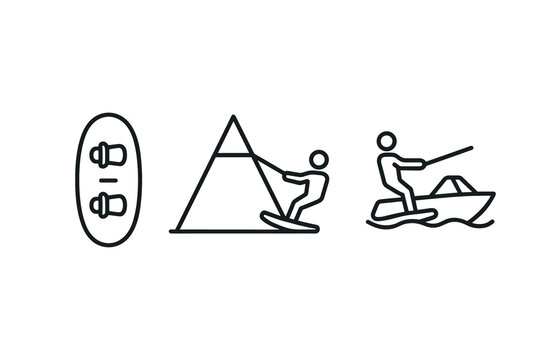 Water sports adventure icons featuring wakeboarding and waterskiing
