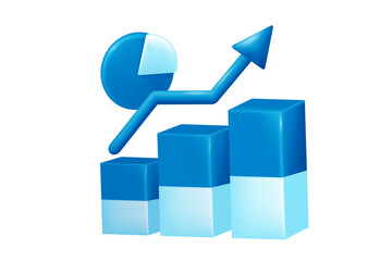 Business Growth Chart Icon with Upward Arrow, Success Statistics, Isolated on Transparent Background, PNG
