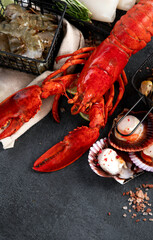 Assorted seafood. Mediterannean food concept.