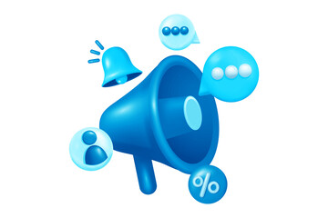 Digital Marketing Promotion Megaphone, Social Media Engagement, Business Communication Concept, PNG