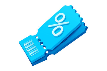 Discount Coupon Voucher, Blue % Percent Sale Bargain Code, Price Offer Marketing Promotion, isolated on transparent background, png