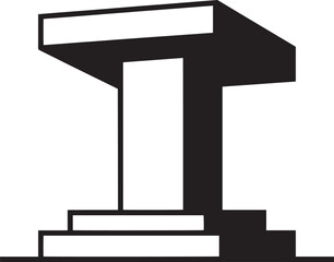Modern Podium Icon Design A Symbol of Presentation and Stage in Black and White Style