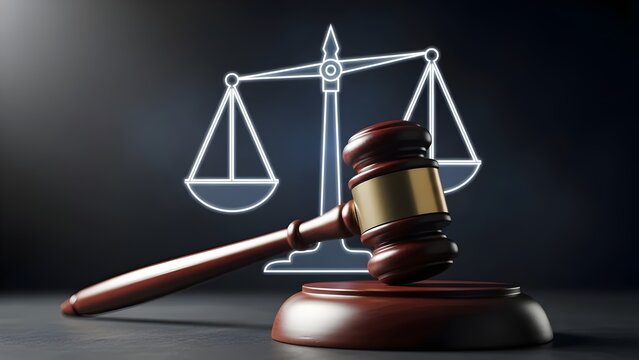 Judge’s Gavel with Transparency Icon on Dark Background for Anti-Corruption Awareness