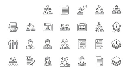 Human Resources and Management Icons Vector Set for Business and HR Themes