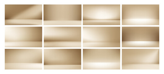 Beige Aesthetic Minimalist Empty Photo Studio Room. Abstract Gradient Background 3d Blank Scene. Vector Illustration