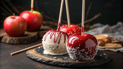 New year candy apples close-up
