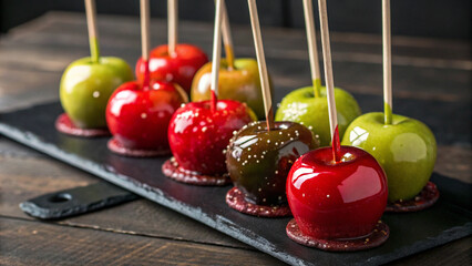 Rustic candy apples on sticks