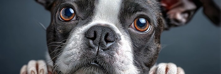 Adorable Boston Terrier with Distinctive Black Markings and Bright Eyes Posing on a Clean Background