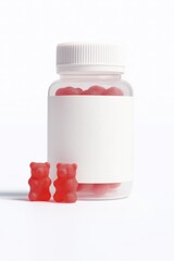 Gummy Bear Supplements Bottle on White Background