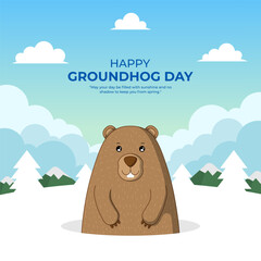 Vector illustration of Groundhog Day social media template