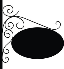 Ornate Black Hanging Oval Sign Silhouette
