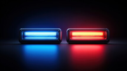 Blue and red neon lights on a dark background