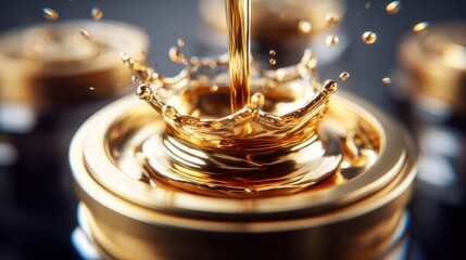 A golden liquid splash creates a breathtaking crown, capturing beauty in motion.