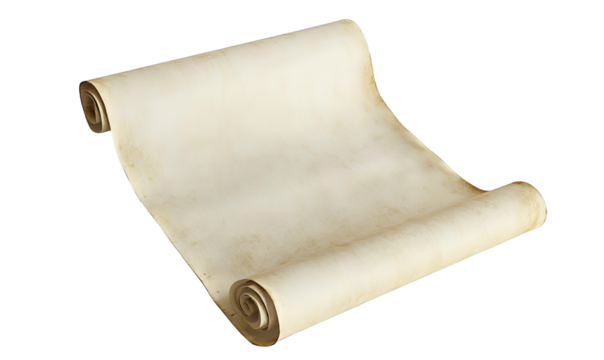 Old paper scroll document antique aged texture isolated isolated on transparent background