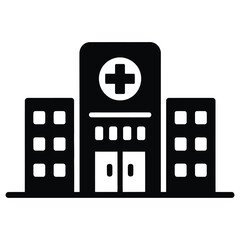 Obraz premium Hospital building glyph icon medical center vector illustration isolated Isolated on transparent background, png